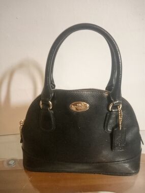 Coach Black Dome Satchel with Gold Hardware